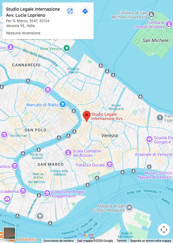 Mappa dello Studio Legale Internazionale Loprieno Law